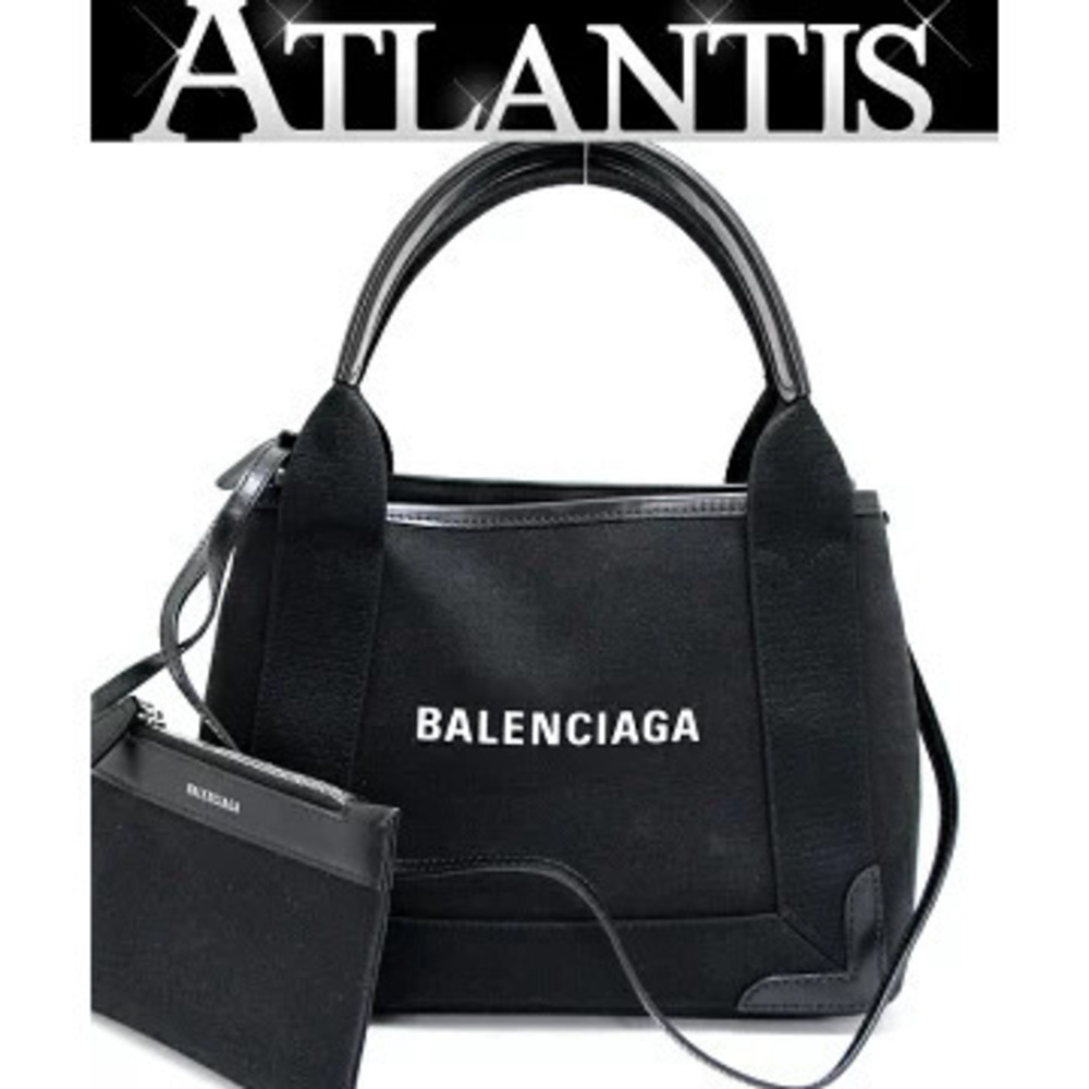 Balenciaga Navy Blue Cabas XS Handbag Canvas Black - Picture 1 of 6